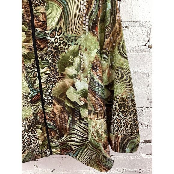 Toni Morgan Jacket Women's L Short Full Zip Floral Animal Print Clear Sequins - Picture 5 of 14